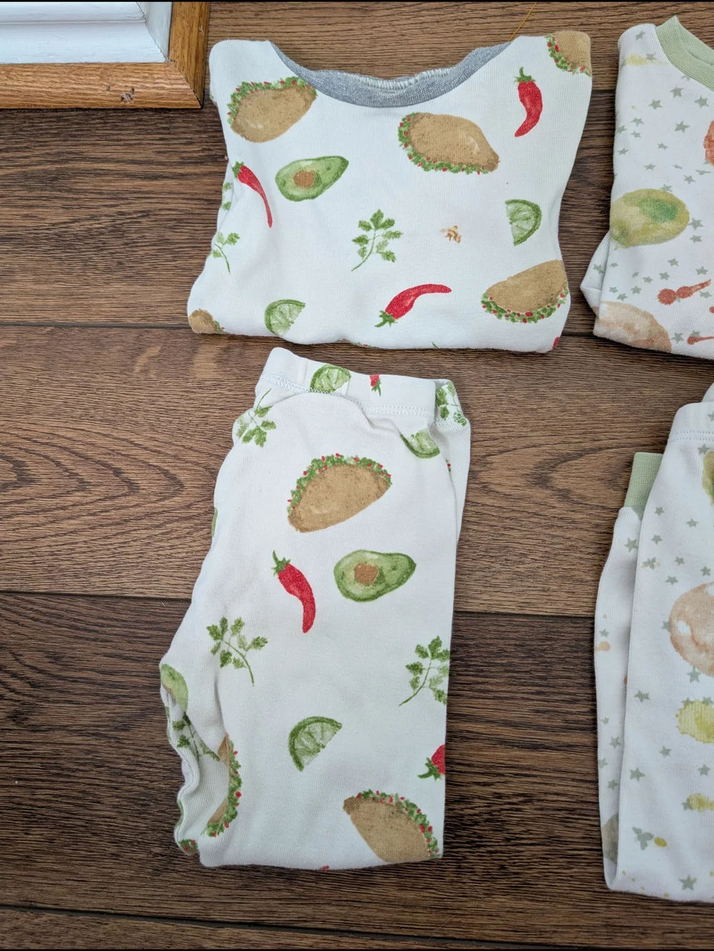 Kids 3-Pack Burts Bees Pajama Sets in Taco print, Planet, & Moon Prints